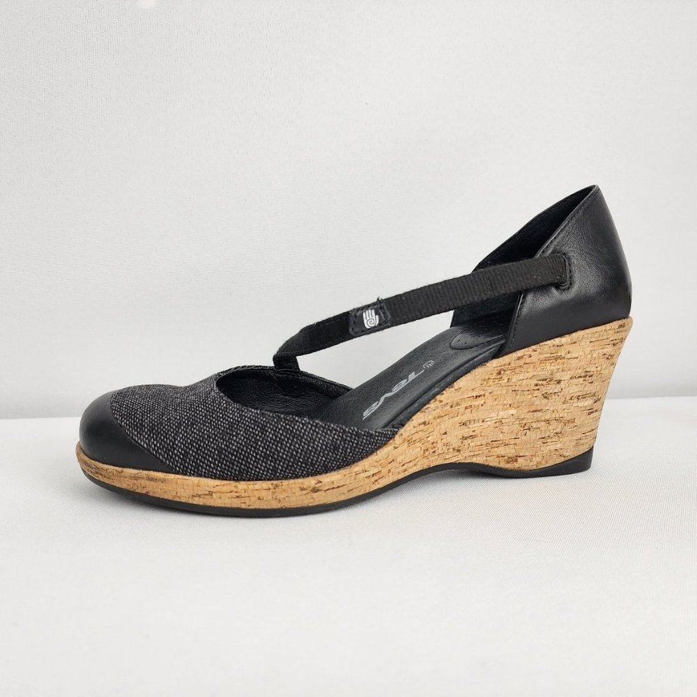 Black Cork Wedge Mary Jane Pump